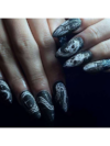 Halloween 24pcs Long Almond Shaped Snake & Skull Printed Glossy False Nail Tips + 1pc Jelly Gel + 1pc Nail File