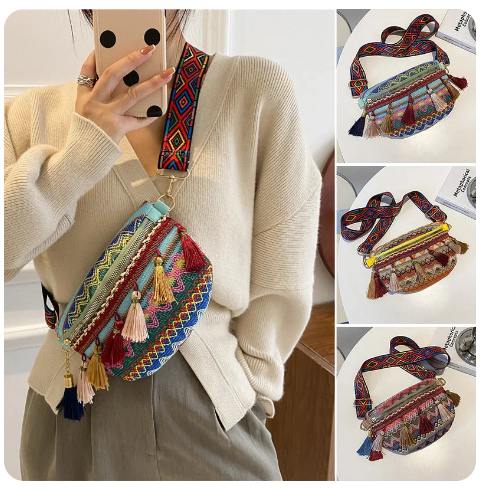 Colorful Woven Waist/Shoulder Bag