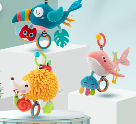 Happy Monkey baby toy music pull bell bed bell baby stroller pendant to soothe baby artifact cross-border