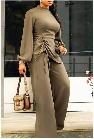 Fashion Casual Solid Patchwork O Neck Jumpsuits