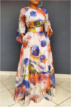 Casual Elegant Print Patchwork O Neck A Line Dresses