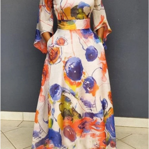 Casual Elegant Print Patchwork O Neck A Line Dresses