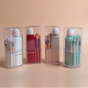 Powder Foundation Eyeshadow Blush Brush Mini Cute Makeup Brushes Set Travel Size Portable 8 in 1 Synthetic Hair Makeup Beauty