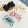 Fashion new design sweet solid color satin women hair accessory handmade custom fabric cover bow hair claw