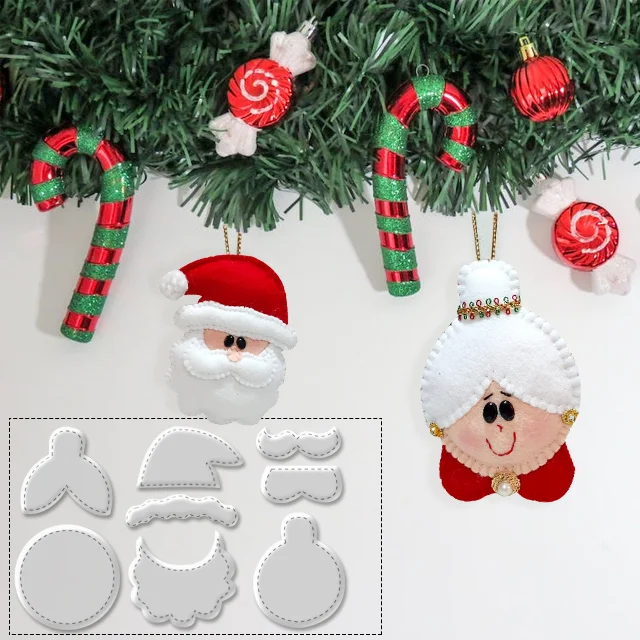 Felt Spheres Of Santa And Mrs.Claus Template Set(8 PCS)-- With Instructions