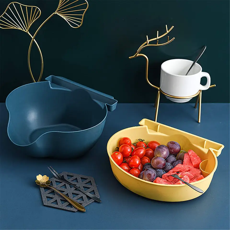 New arrival Best Seller Multi-function Storage Box Double Layer Container for Household Snack Fruit nut salad with Phone Slot