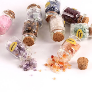 Wholesale natural healing stone crystal gravel glass bottle energy wish bottle