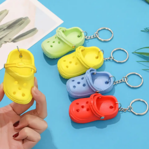 Cute Keychain Shoe Charms Mini Croc Keychain Pendant Shoe Decor DIY Crafting Rubber Slipper Key Chain Shoe