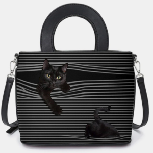 Women Cat Striped Handbag Crossbody Bag Shoulder Bag Satchel Bag