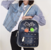 Women Canvas Cute Cat Print Patchwork Casual Backpack School Bag