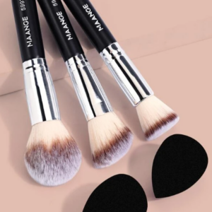 3pcs Makeup Brushes Foundation Loose Powder Concealer Blending Blush Brush Professional Cosmetic Beauty Makeup Tools & 2pcs Makeup Sponge
