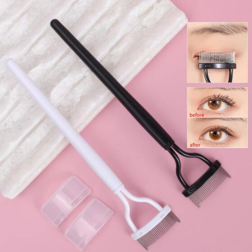 1 black straight handle stainless steel eye eyelashes brush fake eyelashes comb makeup tool