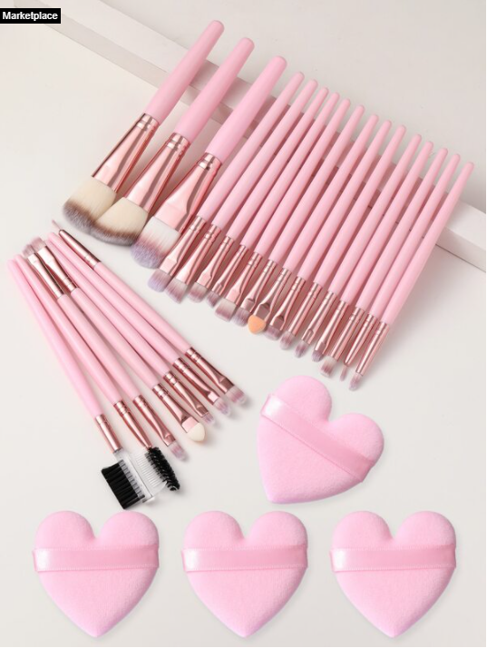 4PCS Makeup Puff+24pcs makeup brush sets for face and eyes