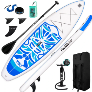 [EU Direct] FunWater Inflatable Ultra-Light (17.6lbs) Stand Up Surfboard for All Skill Levels Everything Included with Stand Up Paddle Board, Adj Padd
