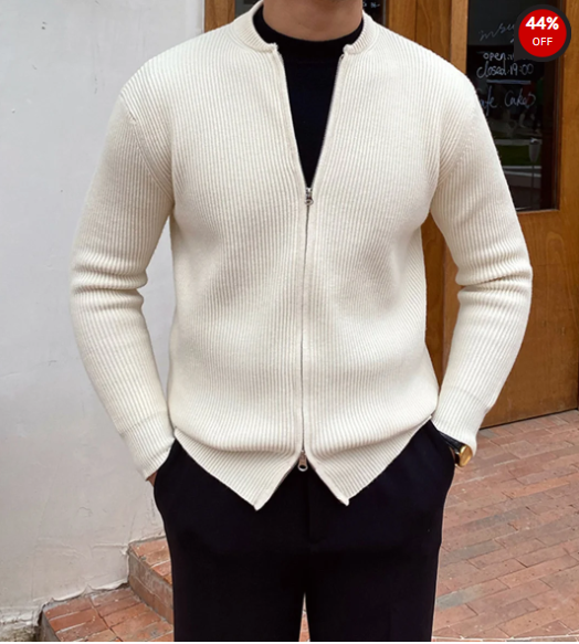 Gentleman's Elegant Plain Zipper Sweater