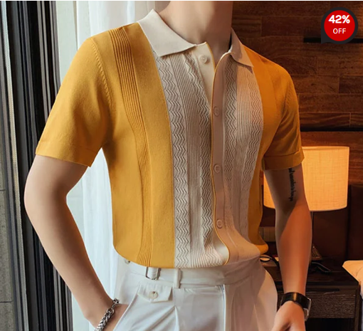 Vintage casual mens short-sleeved Polo shirt