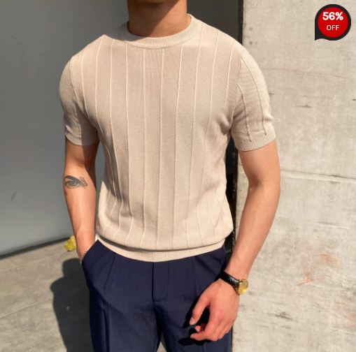 Mens Round Neck Knitted T-shirt1