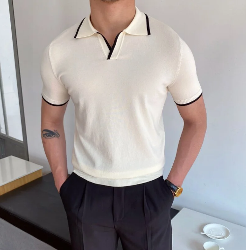 Mens knitted polo shirt