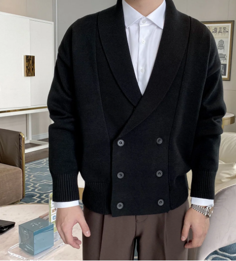 Gentleman Autumn and Winter Double Button Knitted Cardigan