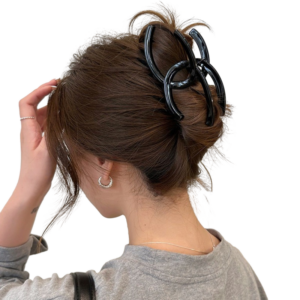 Simple solid color double C large grab clip female Korean fashion temperament disc hair shark clip back of the head hair volume multi-hairpin