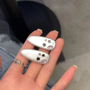 The star sweet love heart metal hairpin female forehead broken hair duckbill clip hair accessories