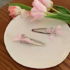 Simple pink love bow hairpin love rhinestone small clip girl hair accessories hairpin bangs clip bb chuck