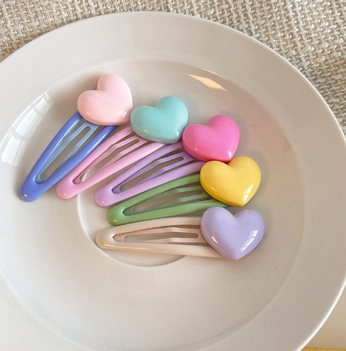 Cute and sweet candy-colored love bb clip, broken hair clip on the back of the head, side clip, bangs clip