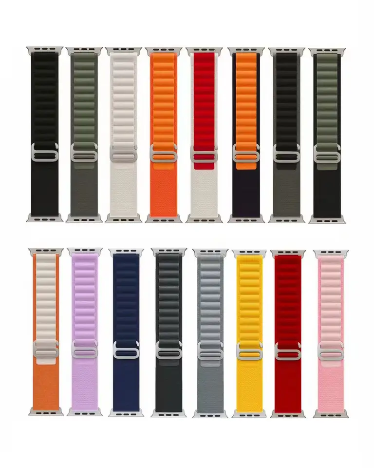 Listen Smart Metal Connector Woven Watch Band For Apple iWatch Ultra 49mm Series 8 7 41mm 44mm Alpine Nylon Watch Wristband