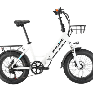 PHILODO H4 foldable step-thru fat bike 20 inch 48V 13Ah removable battery 250W motor 25km/h dual brakes – White