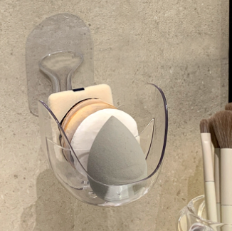 Multifunction Makeup Organizer Storage-Silicone Beauty Blender Makeup Sponge Holder Wall Mounted for Bathroom
