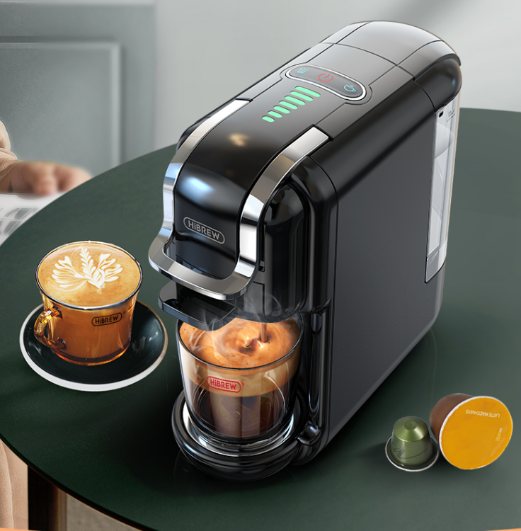 HiBREW Multiple Capsule Coffee Machine, Hot/Cold Dolce Gusto Milk Nespresso Capsule ESE Pod Ground Coffee Cafeteria 19Bar 5 in 1