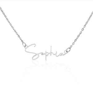 Personalized 18k Yellow Gold Finish or Polished Stainless Steel | Signature Style Name Necklace