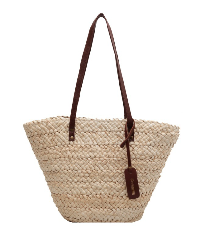 Large capacity woven bag women's bag 2022 summer new niche straw bag shoulder bag hundred handheld bucket bag