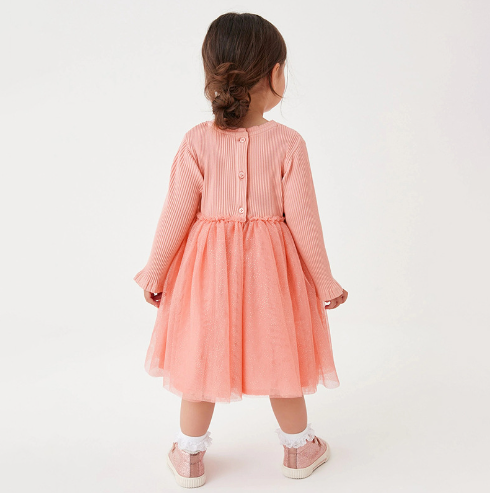 Little maven new girls mesh dress fall Europe and the United States children's long-sleeved princess dress cotton children's skirt