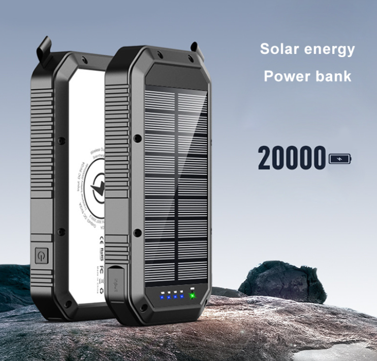 Outdoor power solar charging treasure 20000 mAh fast charging wireless charging compact portable waterproof power supply