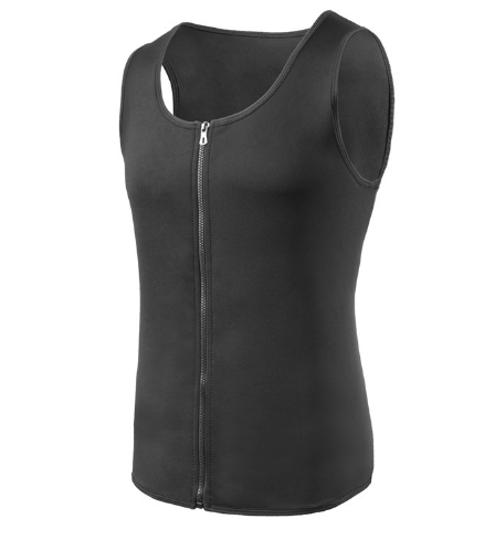 Men's sports sweat fitness clothing Europe and the United States large size cross-border corset belly zipper undershirt shapewear