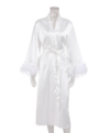Summer pajamas female cardigan feather satin robe loose cross-border long section of Europe and the United States bathrobe ladies home wear