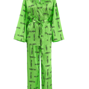 2023 Europe and the United States new printing simulation silk leisure breathable loose comfortable pajamas women’s home wear can be worn outside