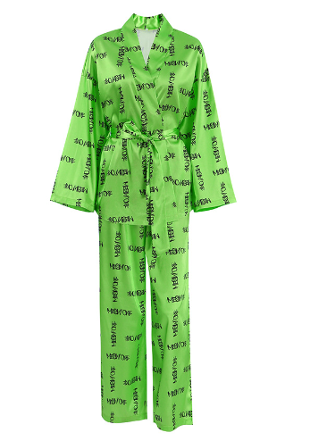 2023 Europe and the United States new printing simulation silk leisure breathable loose comfortable pajamas women's home wear can be worn outside