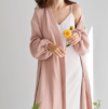2023 spring new Europe and the United States and the United States pajamas double-layer wrinkled yarn comfortable skin-friendly bathrobe leisure long