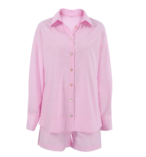 2023 Summer Europe and the United States long-sleeved shorts pajamas wholesale cotton and linen ladies loose fashion cross-border home clothing two-pi