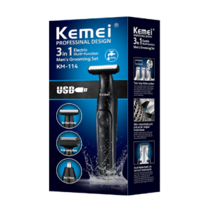 Washable Design 3 In 1 Men Personal Groomer Set Kemei Km-114 Dry and Wet USB Charging Waterproof 3 In 1Mens Shaver