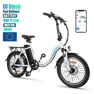 KAISDA K7 20 1.95 inch Tire Folding Electric Moped Bike 350W Motor 25-28Km/h Max Speed Mountain Bicycle SHIMANO 7-Speed APP Control – White