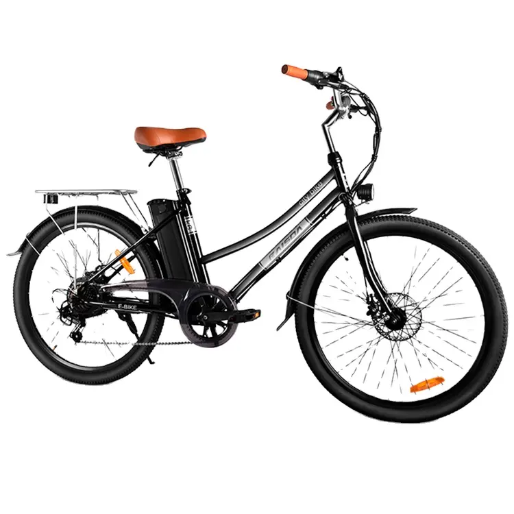 KAISDA K6 Pro Electric City Bike 26 Inch 36V 12.4Ah 350W Motor 32Km/h Max Speed Shimano 7-Speed E-bike IP54 Waterproof LED Light - Black