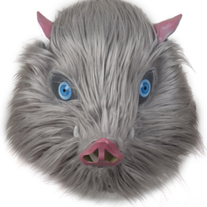 [Halloween Sale]Halloween Latex Mouth Flat Inosuke Mask Spooky Prom Party with Hair Pig Face Headgear