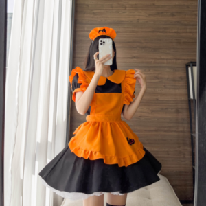 [Halloween Sale]Halloween Embroidered Maid Costume Pumpkin Maid Costume