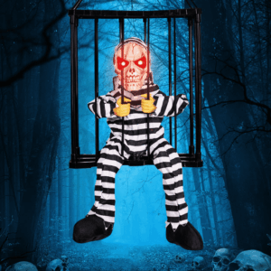 [Halloween Sale]Halloween Cage Ghost Sensor Glow Sound Sensor Glow Sound Prisoner Skeleton Cage Ghost