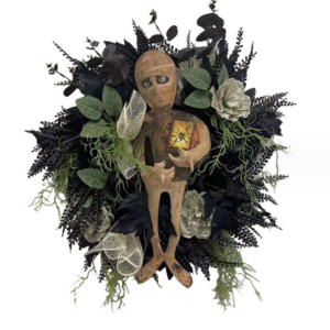 [Halloween Sale]Halloween mummy wreath cross-border pop horror atmosphere Halloween decoration front door hanging crafts