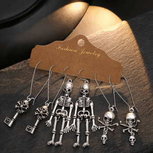 [Halloween Sale]3Pairs Halloween Key Skull Skeleton Drop Earrings Set