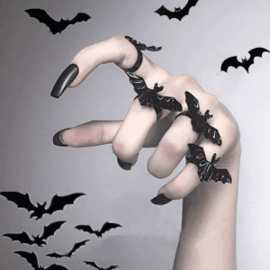 [Halloween Sale]1pc Halloween Gothic Bat Shaped Adjustable Ring